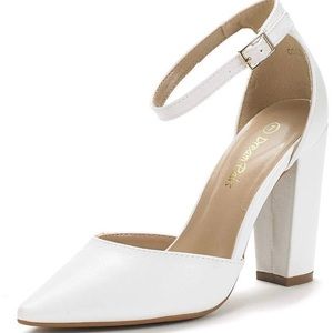 White 4inch block heels